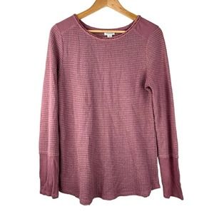 Sundance Everly Waffle Knit Long Sleeve Tee Thermal in Mauve Pink Medium